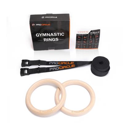 China On New Core Strength Exercise Gym 2020 Material Hot Sales Gym Rings Wooden Gym Rings Gymnastic Rings With Nylon Strap for sale