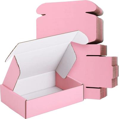 China Recyclable Custom Eco Friendly Pink Corrugated Kraft Paper Box Paper Ad Boxes For Clothing Shoe Box for sale