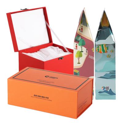 China Recyclable Custom Rectangular Decorative Gift Box Cardboard Paper Packaging Gift Box With Handle for sale