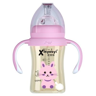 China Wholesale Free Drop 300ml Wide Newborn Baby PPSU Manufacturer BPA Resistant Feeding Bottle With Straw for sale