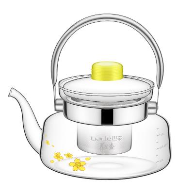 China Sustainable Amazon hot seller: heat resistant high borosilicate glass teapot for sale