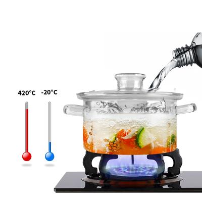 China Viable Wholesale Clear High Borosilicate Heat Resistant Pyrex Glass Cooking Pot for sale