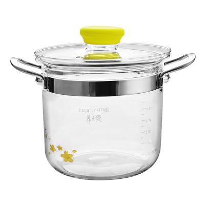 China Selling Pot Viable Hot Pyrex Glass Soup Pot Pyrex Clear Clear Glass Cooking Pot For Cooking for sale