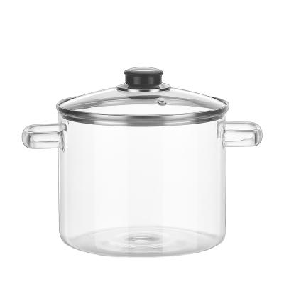 China Sustainable high borosilicate heat-resistant transparent ear cooking pot large capacity household ear glass double soup pot with cove for sale