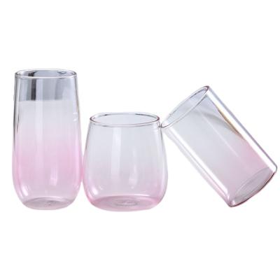 China Factory Wholesale New Design Minimalist Gradient Color Empty Color Glass Water Cup for sale