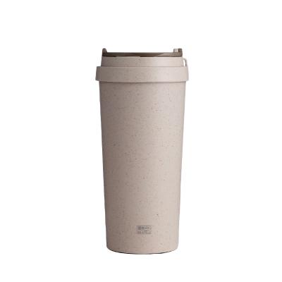 China Manufacturer Sustainable Double-Layer 500ml Convenient Straw Cup Biodegradable Wheat Straw Coffee Cup for sale