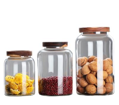 China High Quality Reusable Sustainable 3 Piece Kitchen Storage Glass Small Round Bottle for sale