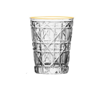 China Easy Operation Made In China Embossed Checkered Glass Hot Selling Clear Glass Embossed Checkered Wine Glass for sale