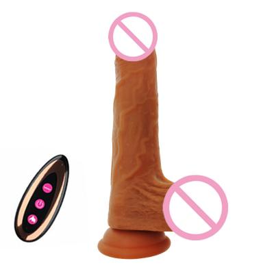 China New PVC 2023 Super Strong Telescopic Heating Big Realistic Dildo Vibrator For Women for sale