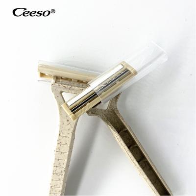 China Hotel Travel Razor Blade Double Edge Manual Razor Vintage Disposable Degradable Material Razor for sale