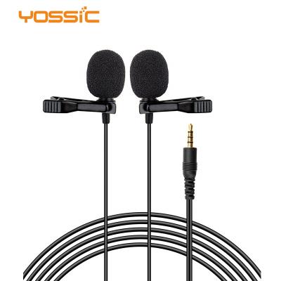 China New lightweight design! dual mic handheld condenser lavalier microphone with noise reduction for sale