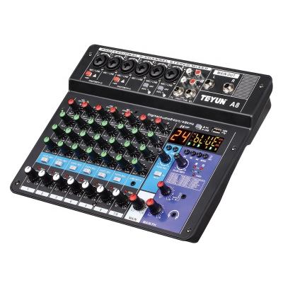 China Effect 8 Channel USB Interface Digital Display Audio Mixer For Home Recording for sale