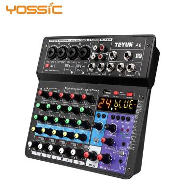 China Mini Audio Mixer for streaming 6 channels with built in effects and USB audio interface for podcasting Yutube for sale