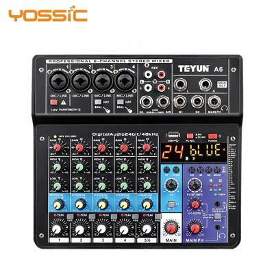 China Mini USB Audio Interface 6 Channel Recording Mixer With Built In Effects For Home Studio for sale