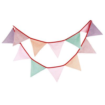 China Marriage favors & Multicolor cotton printed string flag wedding kindergarten decoration outdoor hangin bridal party gifts vertical bar home decoration triangle flag for sale