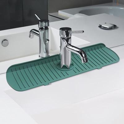 China Custom Size Silicone Countertop Drain Pad for Kitchen Bathroom Faucet Splash Guard Mat for sale