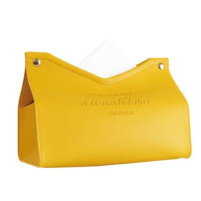 China Simple Style Rectangle Custom Luxury Nordic Type PU Leather Gold Paper Tissue Box Cover for sale