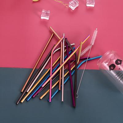 China 3 Straws+Brush 304 Stainless Steel Straw Portable Suit Titanium Plated Drinking Straw Color Milk Tea Drinking Straw for sale