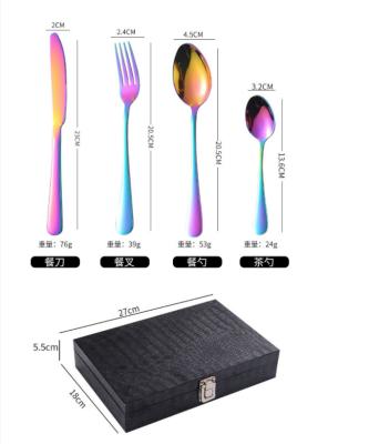 China Viable Black Box 1010 Stainless Steel Cutlery Set Box Wedding Gift Knife Fork Spoon 24 Piece Sets for sale