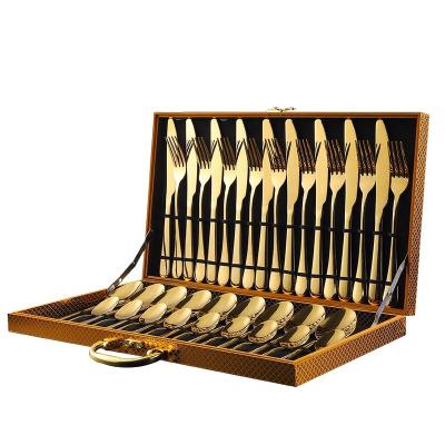 China Viable 1010 Stainless Steel Cutlery Set Box Wedding Gift Knife Fork Spoon 36 Piece Set for sale