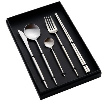 China Disposable Tableware Portugal 4Pcs Wedding Gift Thicken To Handle Stainless Steel Flatware Silverware Gold Cutlery Set for sale