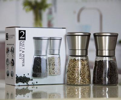 China Sustainable Pepper Grinder 304 Stainless Steel Pepper Grinder Seasoning Bottle Set for sale