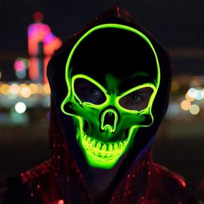 China ABS Shape Praise Mask Oriental EL Wire Halloween Skull Horror Cold Light Head Mask Luminous Costume Mask Party Easter Decor Gift for sale