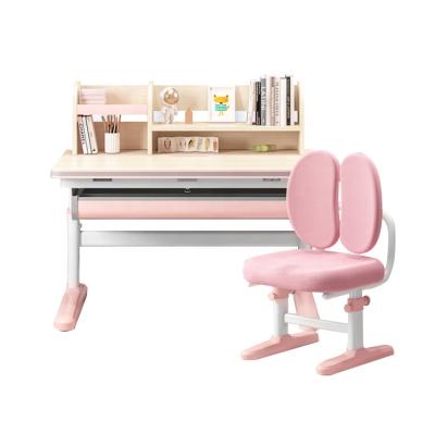 China Adjustable Gloss Painting Kids Desk Study Table and Wing Adjustable Chair for Kids Bedroom Room Girls Study Desk for sale