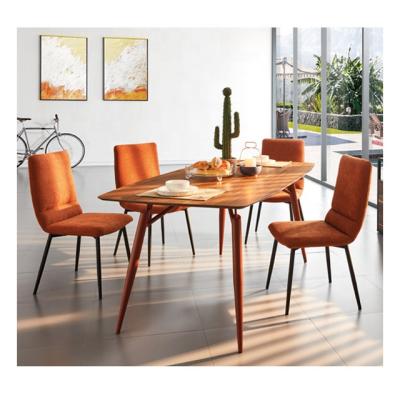 China Simple design orange tufted modern nordic dinner chair for dining room for sale