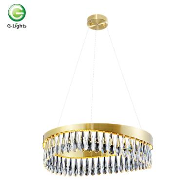 Chine Hot sale modern Stainless steel K9 crystal 3000k 24w 36w 50w round led chandelier à vendre