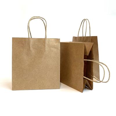 China Disposable Custom Logo Printed Brown Kraft Paper Bag for sale