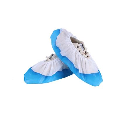 China Easy clean non-woven fabric and thick plastic combined waterproof non-slip semi-coated thick shoe cover for sale