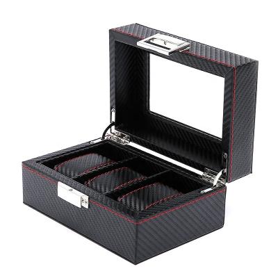 China Latest Design Dustproof PU Leather Watch Box Watch Packaging Watch Storage Display With Lid Glass Watch Box for sale