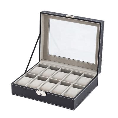 China 10 Hands Classic Elegant Vintage Skin Box Watch Storage Display Box Amazon Watch Box Hot Luxury for sale