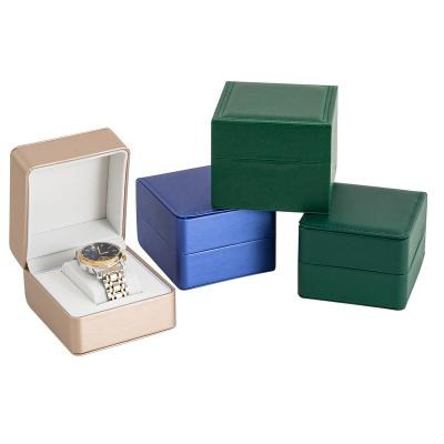 China OEM Handmade Black PU Leather Watch Packaging Boxes , PU Watch Box for sale