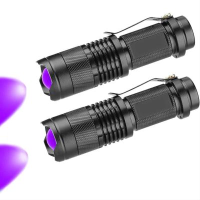 China Zoom Design Violet Torch Black Light 365nm 395nm Ultra Mini LED Industrial Portable Waterproof UV Flashlight for sale