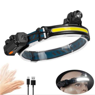 China 230 LED Dual Adjustable Headlight Super Bright Waterproof Camping COB Motion Sensor Clear Strip Rechargeable Headlight for sale