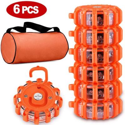 China Emergency Roadside Safety Flare Kit Traffic Warning Light LED Flashing 6 Pack Disc Warning Beacon Emergency Flares Emergency Lights for sale