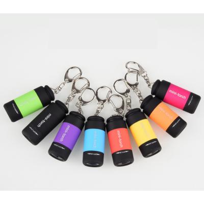 China USB Rechargeable Mini LED Flashlights Colorful Emergency Torch Light Chain Head Outdoor Flashlight for sale