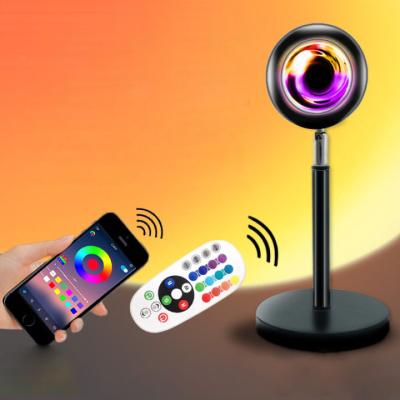 China Modern Music Rhythm Remote Bluetooth APP Sunset Lamp RGB LED Night Lamp RGB Photographic Projection Light Sunset Lamp for sale