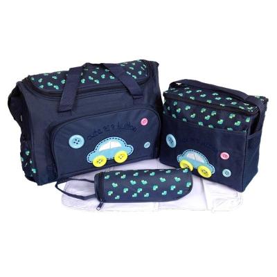 China Cute Embroidery 4pcs Waterproof Mom Diaper Bag With Changing Mat Bottle Bag for sale