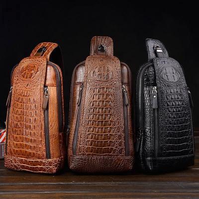 China Waterproof Men Waterproof Crocodile Pattern Chest Bag Sling Backpack Cr Leather Fanny Sport Pack Hip Rider MilitaryMen Tactical Waist Bag for sale