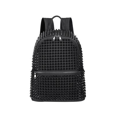 China Waterproof Unisex Punk Black Rivet Student Large Shoulder Bag Hip Hop Dayback Book Laptop Laptop Backpack for sale