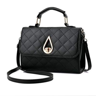 China Fashion Women Small Handbag PU Leather Shoulder Cross - Body Purse Plaid Satchel Water Droplets Buckle Tote for sale