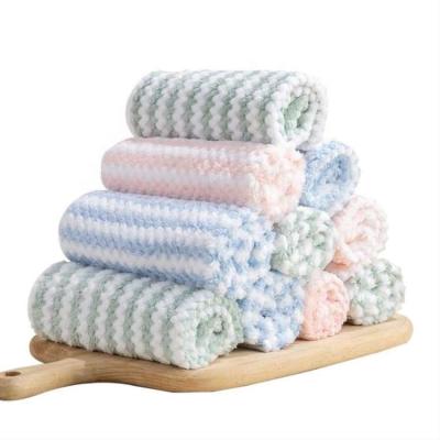 China Sustainably Household Cleaning Towel Kitchen Rag Thickened Dishwashing Wavy Cloth for sale