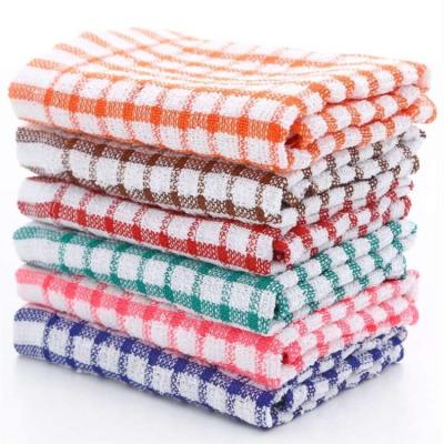 China Sustainable Cotton Jacquard Absorbent Plaid Towel Universal Foods Kitchen Cleaning Towels for sale