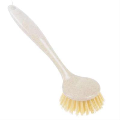 China Sustainable Multi-Functional Non-Stick Handle Straw Hangable Dishwashing Brush Long Handle Wheat Pan Brush for sale