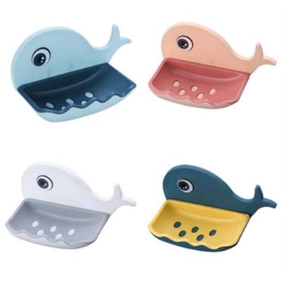 China Portable Wall Mounted Whale Shaped Bathroom Drain Rack Soap Box Suction Cup Soap Dish Rack Holder Soap Box for sale