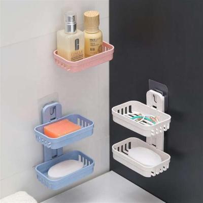 China Wall Mounted Straw Holder Soap Cup Suction Holder Household Soap Hollow Box Without Modern Wheat Punch for sale