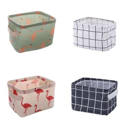 China Viable Storage Cosmetic Toy Organizer Underwear Sundries Cotton Canvas Storage Desktop Basket for sale